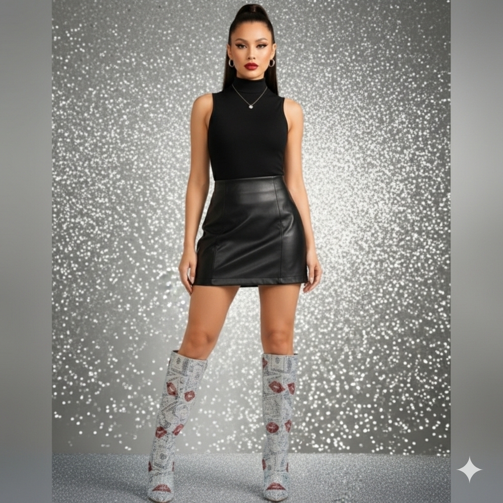 💎SOLD💎Crystal-Embellished Silver and Red Women's Boots - Picture 3 of 7